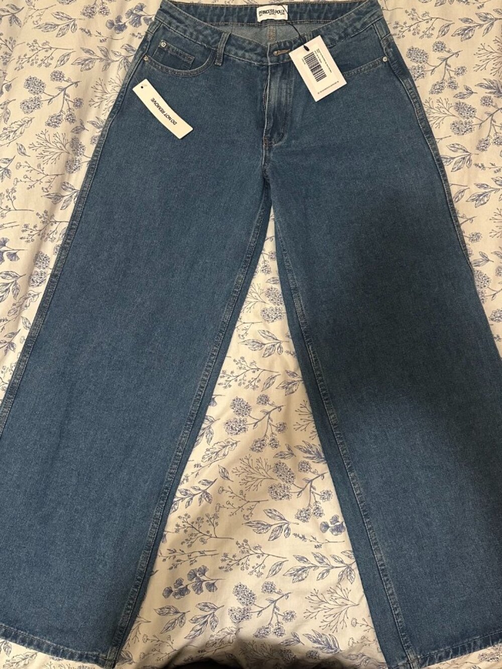 Princess Polly Ramos Low Rise Wide leg jeans midi blue wash-size 4